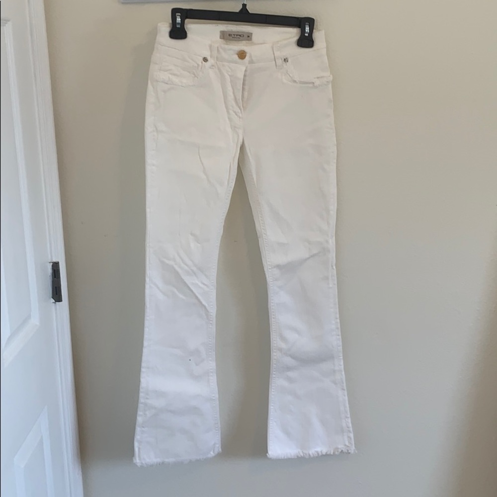 White skinny to flare jeans